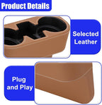 YoRise Car Cup Holder, PU Leather Automotive Cup Drink Holder, Car Seat Gap Filler Storage Box, Multifunctional Front Seat Organizer, Cell Mobile Phone Holder, Coin Bucket (Brown) - Image 3