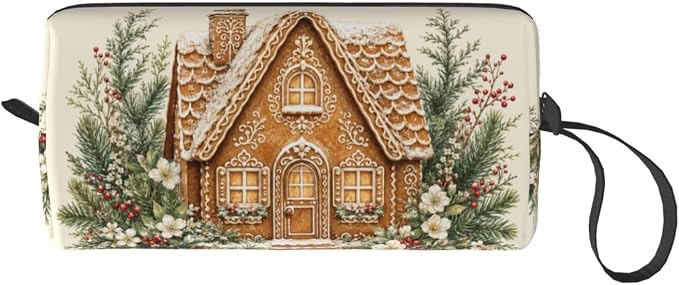 Gingerbread Small Makeup Bag, 600D Oxford Cosmetic Pouch for Women | Gingerbread Cosmetic Bag, Double-Sided Printed Toiletry Pouch with Foam Padding for Women, Travel, Gym, Weekend and Daily - Image 8