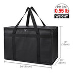 Bodaon 2-Pack Insulated Food Delivery Bag, XX-Large Reusable Grocery Shopping Bag, Frozen Food Cold, Bodaon Cooler Bags with Zippered Top, Black | Reusable Shopping Bag, Frozen Food Cold, Cooler Bags for Picnic, Commercial Catering Pizza Carrier, Therm... - Image 2