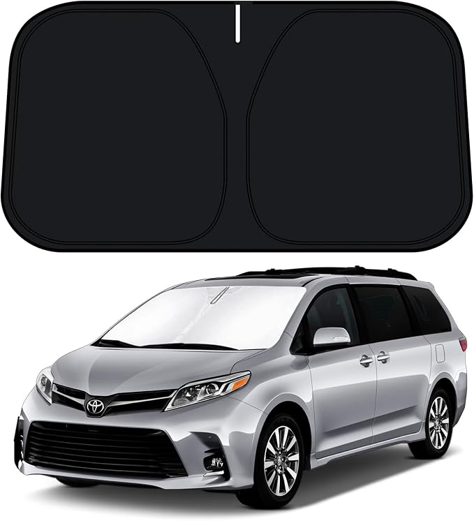 D-Lumina Windshield Sun Shade for 2011-2020 Toyo-ta Sienna Accessories, Front Window Sunshade Sun Visor Protector Block Heat UV Rays, Foldable 2 Layers 210T Material by D-Lumina