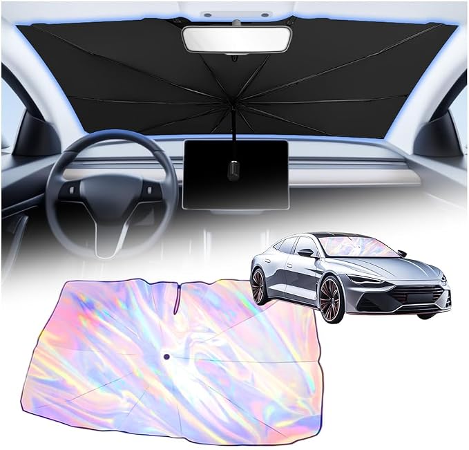 Car Windshield Sun Shade Umbrella,2026 Upgraded Foldable Car Sun Shade Umbrella for Windshield Blocks Sunlight & Heat,Portable Suns Shades for Cars Windshields 55.1 * 31.5 Inch by Unknown