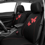 Flying Banner Butterfly car seat Covers ful Set Fashion Universal Lady Woman Female Rear Bench Split Colorized (Full Set, Red Black) - Image 5