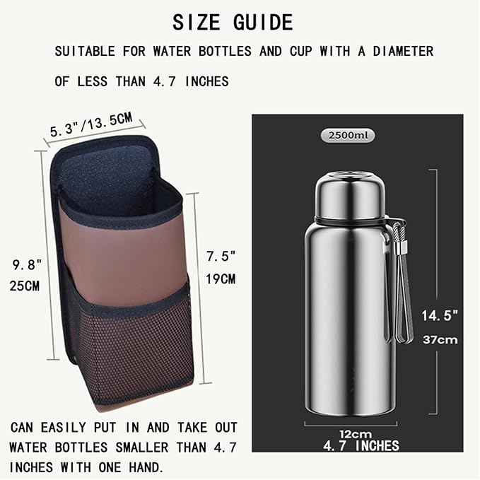 Large Car Cup Holder Expander Water Bottles, Big Drinks Holder Bag(Brown) | Fits Large 24/36/40/46oz Water Bottles,- Universal Auto Vehicle for Cars, SUV & Truck RV's golf-carts - Image 3