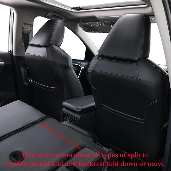 coverdream Corolla Seat Covers Full Set for 2020-2025 2026 Toyota Corolla SE and 2023-2026 XSE,Luxury Leather Car Seat Cover,Fully Covered,Waterproof Car Seat Protector (Black) - Image 4