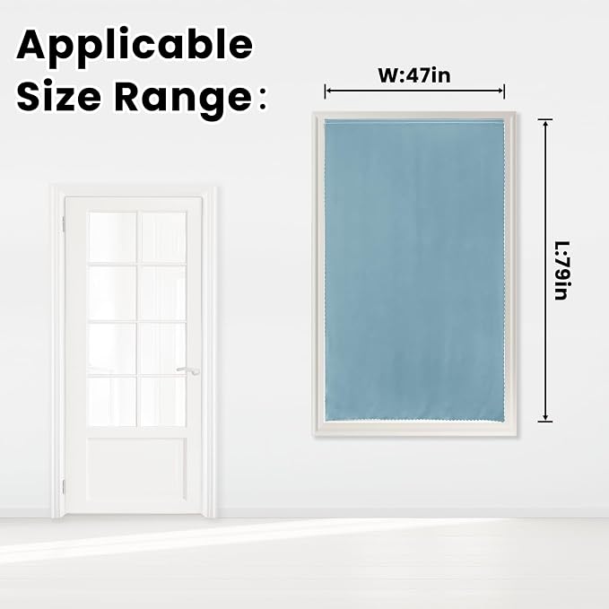 Self Adhesive Curtains, Black Out Shade for Window, Blackout Fabric Temporary Window Coverings Easy to Hang Curtains No Rod Needed, Use for Bedroom, Room, Kitchen, 47" W X 79" L, Lake Blue, 1 Panel - Image 7
