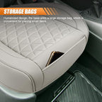Luxury Faux Leather Car Seat Cover, Car Seats Cushion, Grey | Anti-Slip Waterproof Universal Front Bottom Seat Protector with Storage Pocket for Sedans, SUVs, Trucks, Triangular Pattern - Image 4