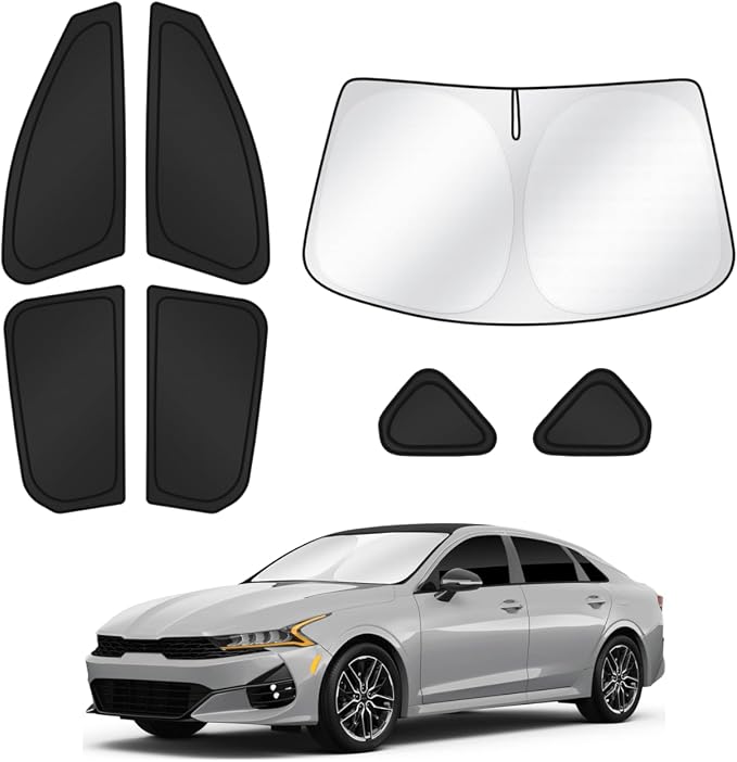 Canvcle Sunshades for 2025 2026 Kia K4 Accessories Windshield Sun Shade Side Rear Window Shade Cover Sun Visor Shield Privacy Protection for Camping Keep Vehicle Cool Black 7PCS by Canvcle