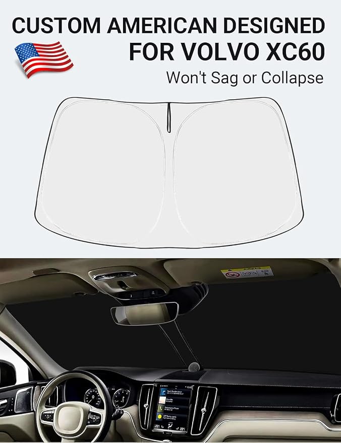 Proadsy Custom Fit 2018-2026 Volvo XC60 Windshield Sun Shade, Blocks Heat | 240T Heat Shield, Drops Temp 54°F, Blocks 99% UV, Prevents Dashboard Cracking, Summer Parking & Beach Trips, Easy Twist-Fold - Image 2