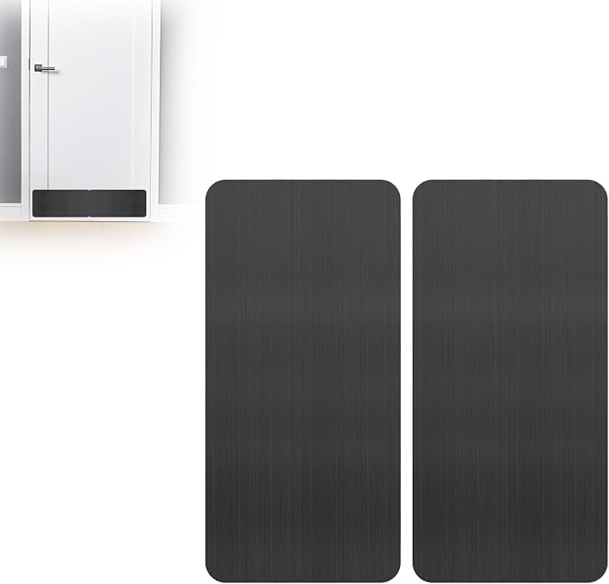 Dog Door Protector from Scratching, Steel Guard, Brushed Black 8"x16" | Prevents Claw Marks & Scuffs, Smooth Rounded Corners, Self-Adhesive Install, Anti-Scratch Kick Plate, 2 Pcs - Image 7