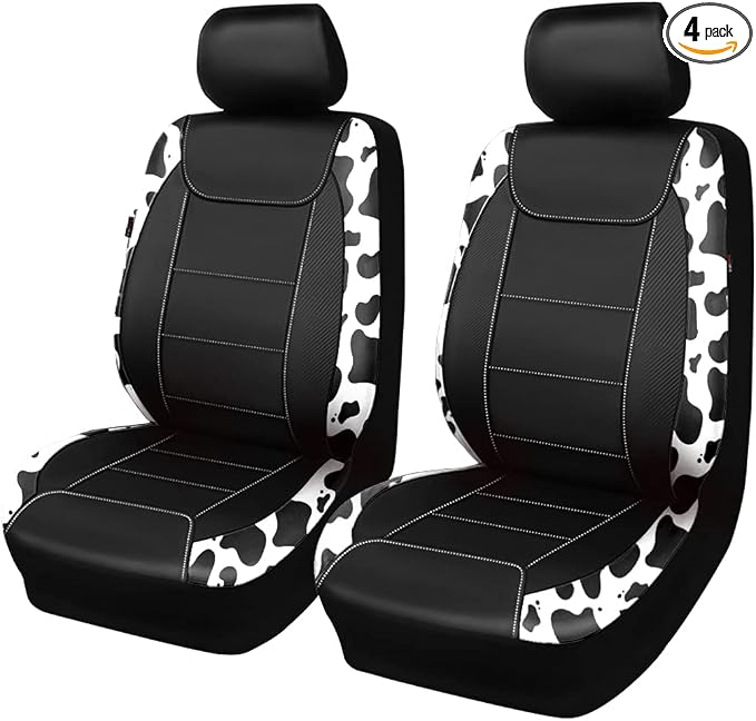 Flying Banner car seat Covers Protects Water Proof Faux Leather Carbon Fiber Fronts Cow Black by FlyingBanner