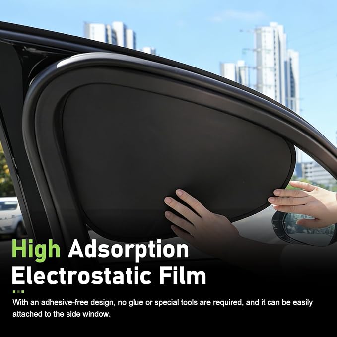 2PCS Car Window Shades, Heat Insulating Sun Blocking Side Window Cover, No Lighting Privacy Curtains, Universal Car Interior Accessories for Baby Camping Napping (Black) - Image 4