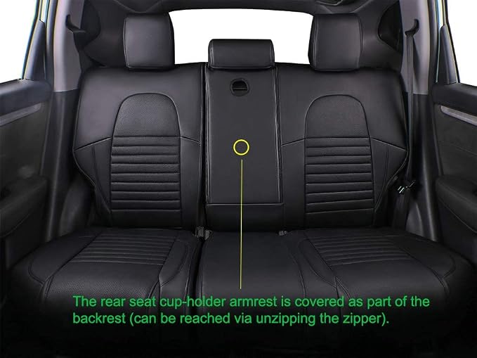 EKR Accord Seat Covers for Cars Honda Accord LX 2018 2019 2020 2021 2022(Rear Row W/Solid Backrest),Leather Seat Cover,Automotive Seat Covers,Car Seat Protectors,Leather(Black) - Image 4