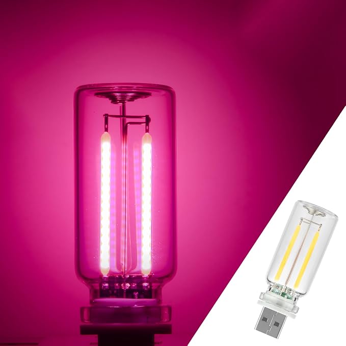 1 Pack Car LED Lights Interior, USB Light for Car Decor & Bedroom, Touch Dimmable Ambient Lighting, Mini Glass Bottle Night Light for Camping Gifts-Pink by Unknown