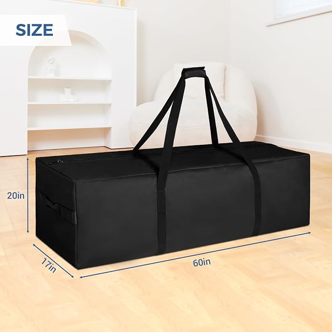 COOLBEBE 60" Sports Duffle Bag - 332L Extra Large Travel Duffel Luggage Bag | Upgrade Zipper, Sturdy & Water Resistant Long Duffle Bag for Camping Moving (Black 60inch) - Image 7