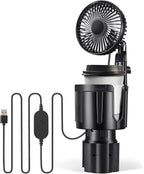 Benlari USB Car Fan with Cup Holder - Upgraded 2 in 1 Cup Fan Holder with 3 Powerful Speed Cooling Wind - Adjustable Extended Bracket Cup Holder for Vehicle Van Truck SUV RV by Benlari