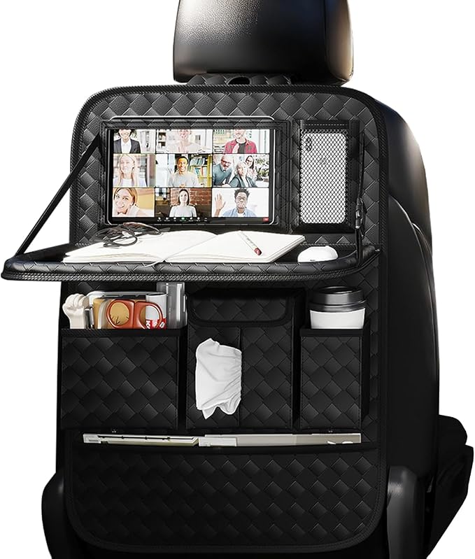 XDV Car Seat Organizers,Multi-functional Back Seat Protectors, Storage Pouches, and Tray Holders (for Cars, Kids, Seat Back and Rear Seats) (Woven Black, 1 Pcs) by Unknown
