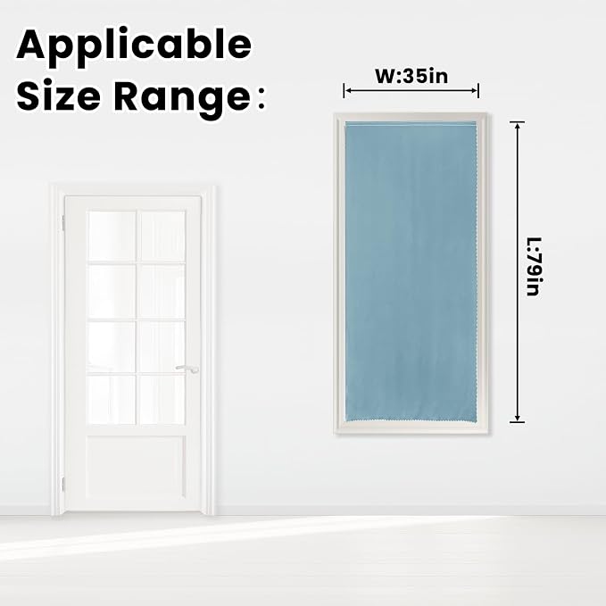 Self Adhesive Curtains, Black Out Shade for Window, Blackout Fabric Temporary Window Coverings Easy to Hang Curtains No Rod Needed, Use for Bedroom, Room, Kitchen, 35"W X 79"L, Lake Blue, 1 Panel - Image 7