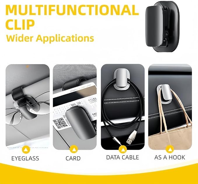 Tumecos Car Glasses Clip Sunglasses Holder Clip Glasses Box Sunglasses Clip Card Glasses Accessory Ticket Card Clip (Black 2) - Image 3