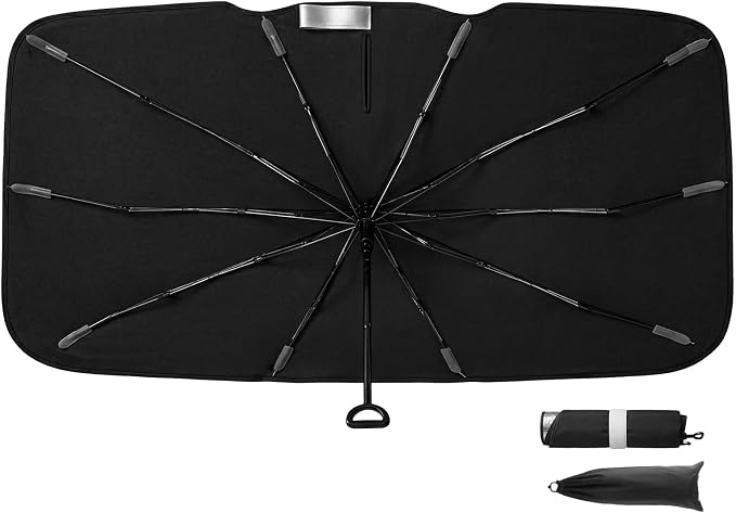 Car Windshield Sun Shade Umbrella, Foldable Sunshade Cover, Large | Front Window Visor, UV Rays, Heat Protection, Custom Fit, Cool Interior, Shield & Protector Accessories, Sunshades, SUV Truck by Rhinovy