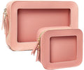 2 Pcs Clear Makup Bag Set, Clear Cosmetic Bags with Zipper Waterproof Small Travel Cosmetic Case Cute Make Up Pouch Mini Car Essentials for Women Travel Car Organizer by FFpaw