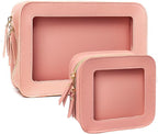 2 Pcs Clear Makup Bag Set, Clear Cosmetic Bags with Zipper Waterproof Small Travel Cosmetic Case Cute Make Up Pouch Mini Car Essentials for Women Travel Car Organizer by FFpaw