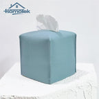 HOMOTEK 2 Pack Tissue Box Cover, Square PU Leather Tissue Holder, Decorative Facial Tissue Cube Paper Organizer Dispenser for Bathroom, Night Stands, Desk, Car 5X5X5'' - Aqua Blue, Pebble Grain - Image 4
