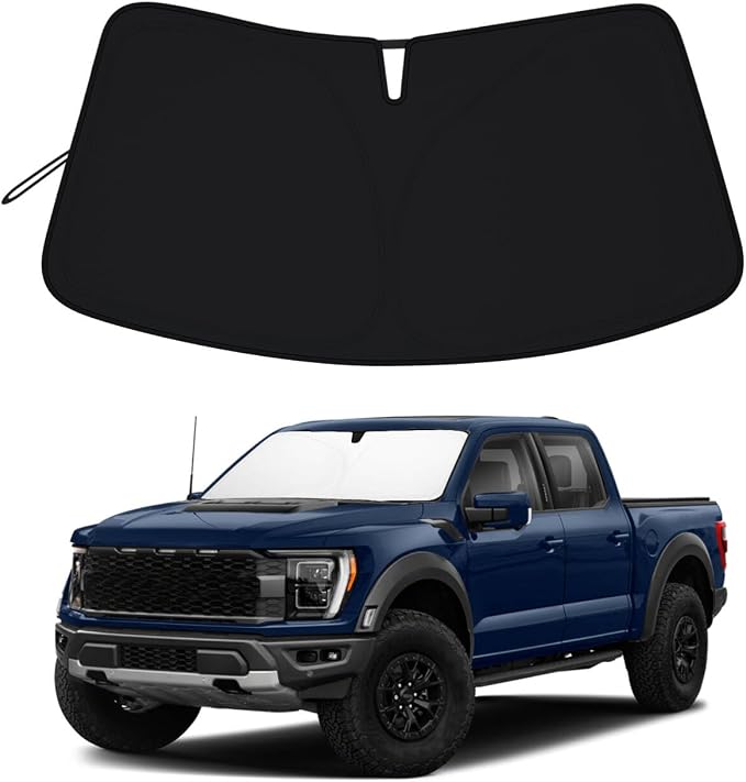 PIMCAR Windshield Sun Shade for Ford F150 2021-2026, Premium 310T Reflective UV Protection, Lightweight Foldable Sun Visor with Storage Pouch by PIMCAR