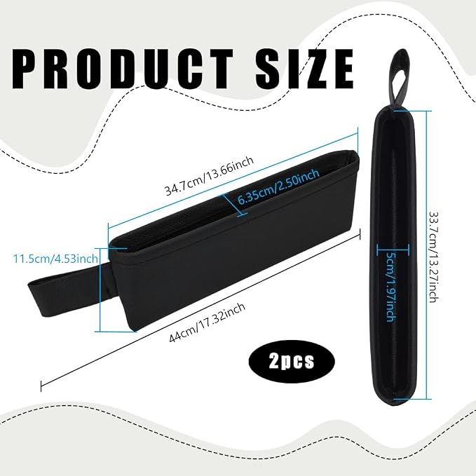 PH PandaHall 2pcs Car Gap Filler Organizer Front Side Pocket Seats Cars Console Side Organizer Leather Seat Gap Storage Box Black Seat Catcher Holders for Holding Phone Key Sunglasses Wallet Cards - Image 2