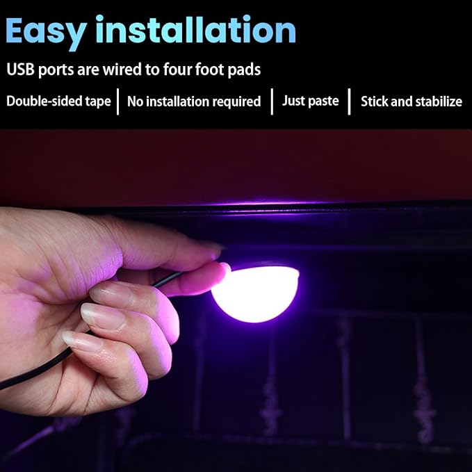 BESULEN Car Interior LED Lights, Neon Light Kit with USB Port, Ice Blue | 4 in 1 Car Ambient Neon Light Kit with USB Port, Interior LED Atmosphere Lights, Decoration for Car Home Garden Party - Image 4