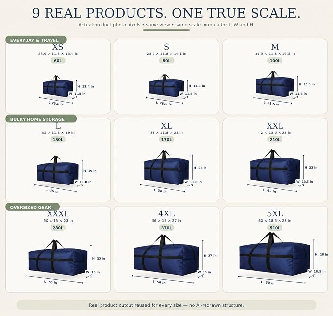 YiKitHom Extra Large Storage Canvas Duffle Bag with Zippers and Handles, Big Foldable Duffle Bag for Travel 60L - Image 2