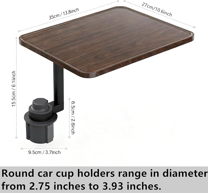 HZGAMER Wood Car Desk for Laptop, 360° Rotating Wood Cup Holder Table Tray for Drivers and Passengers, Car Accessories Compatible with Tesla Model Y/3/S, Ford F150/Explorer/Maverick & Most Vehicles - Image 5