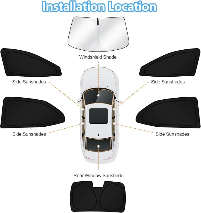 KUST Car Window Shades for Toyota Camry 2018 – 2022 2023 2024 Windshield Sun Shade Side Window Cover UV Block Privacy Protection Accessories for Camping Blackout Rear Back Full Set 6PCS - Image 8