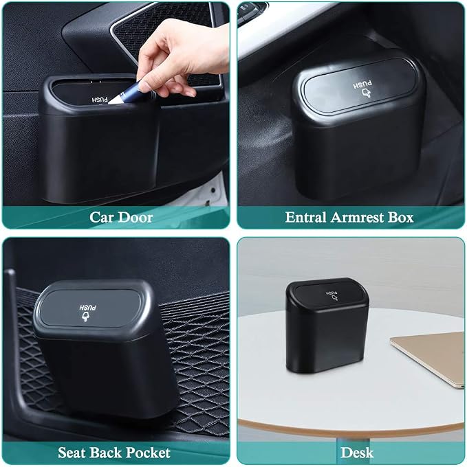 Accmor Car Trash Can with Lid, Mini Auto Dustbin Garbage Organizer Holder 2 Packs, Automotive Storage Container Bin with 60 Pcs Bags for Vehicle, Home, Office - Image 6