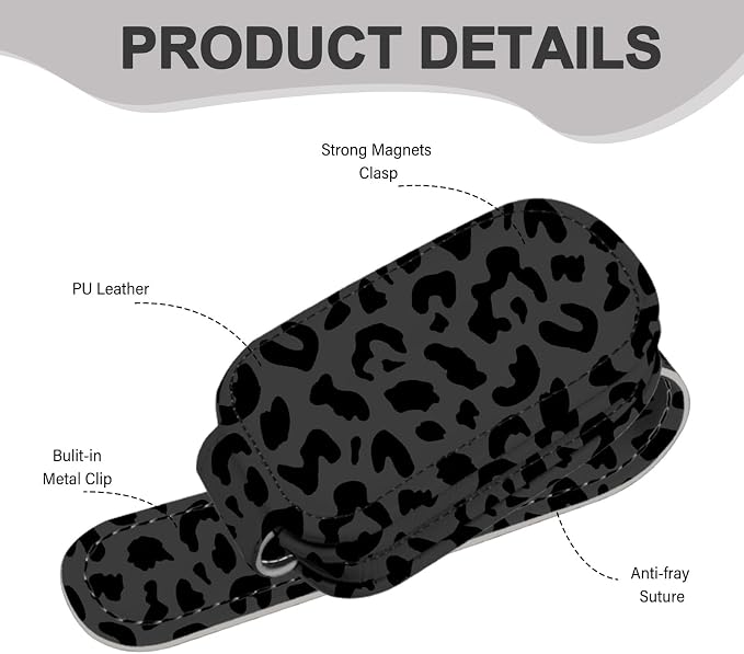 2 Pack Sunglass Holder for Car Visor, Universal Magnetic Car Sunglass Holder for Different Size Eyeglasses, Car Visor Accessories (Leopard-Black) - Image 2