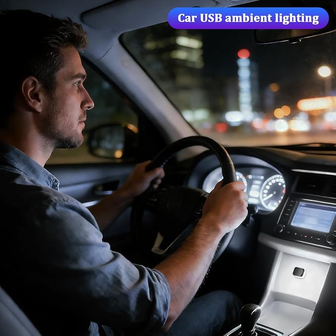 4PCS Car Interior USB LED Light, Portable Plug-in Bright Vehicle Atmosphere Decor Lamp, Small Automotive Inside Decoration Ambient Night Light Kit, Universal for SUV Van Truck (White) - Image 6
