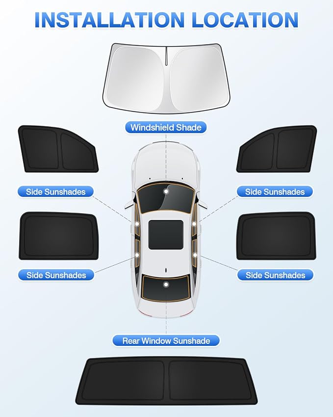 Canvcle Sunshades for Dodge Ram 1500 Crew Cab 2019-2025 2026 Accessories Windshield Sun Shade Side Rear Window Shade Cover Sun Visor Shield Privacy Protection Keep Vehicle Cool Black 6PCS - Image 5