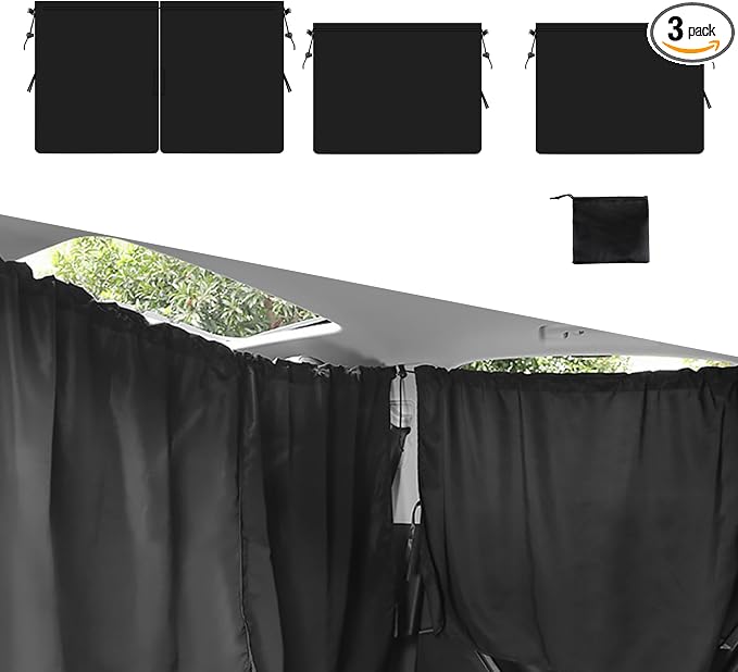 3PCS Car Window Shades Kit, UV Protection Privacy Sunshade Covers, Removable Divider Curtains & Side Window Shades, Universal Car Interior Accessories for Sleeping Traveling Camping by Unknown