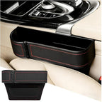 Car Seat Gap Filler Organizer with Cup Holder Expander, Leather Console Seam Filler Storage Box, Auto Front Seat Gap Organizer for Phones Keys Glasses, Universal Fit (Black/Red Driver) by Unknown