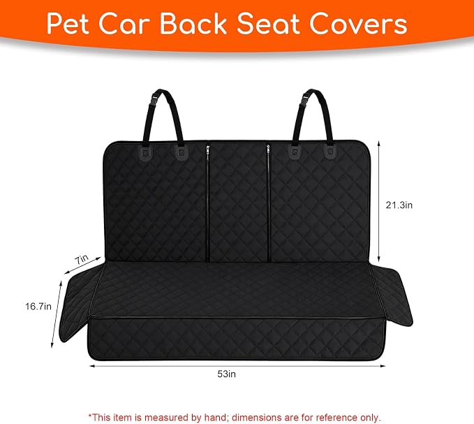 Car Back Seat Cover, Waterproof Non-Slip Pet Rear Seat Protector with Side Flaps, Scratchproof Oxford Cloth Pet Bench Backseat Cover for Most Vehicles, Car Accessories (Black) - Image 2