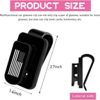 Ohleats Sunglasses Holder for Car Sun Visor, US Flag Metal Auto Eyeglass Hanger Clip, Multi-Function Ticket Card Clip Eyeglasses Mount, Truck Car Accessories for Men Women (Black) - Image 2