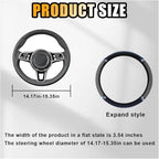 JOYCOURT 15 Inch Bling Soft Leather Car Steering Wheel Cover, Grey | Colorful Rhinestones Design, Auto Elastic Protector for Women Girls, Crystal Diamond Car Accessories for Most Cars, SUVs - Image 2