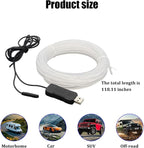 9.84FT EL Wire Interior Car LED Strip Lights, USB Neon Vehicle Ambient Lighting with Fiber Optic, Sound Music Active Automotive Inside Decorations Lamp Strip, Universal Fit - Image 2