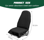 55.12 x 29.53 Inch Terry Cloth Car Seat Cover, Black | absorbent surface, waterproof barrier, granular anti-slip backing, side-free profile, interior accessory - Image 2