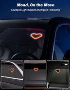 JOYTUTUS Heart Light for Car Solar Powered Heart Neon Light Car Led Lights Interior for Outdoor/Interior Car/Room Red - Image 4