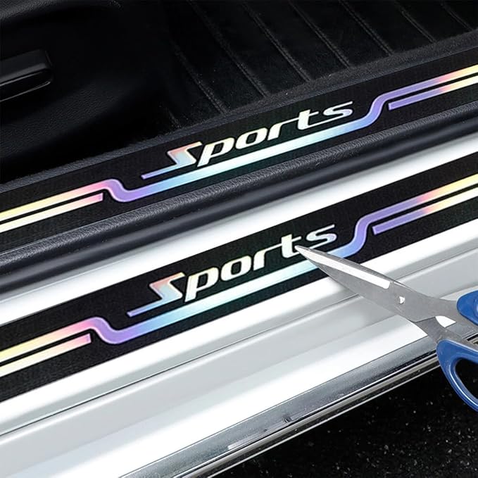 4PCS Car Door Sill Protector, Sport Anti-Slip Vehicle Door Edge Scratch Protection, Self-Adhesive Automotive Entry Guard Decoration Sticker, Universal for SUV RV Truck (Black) - Image 3