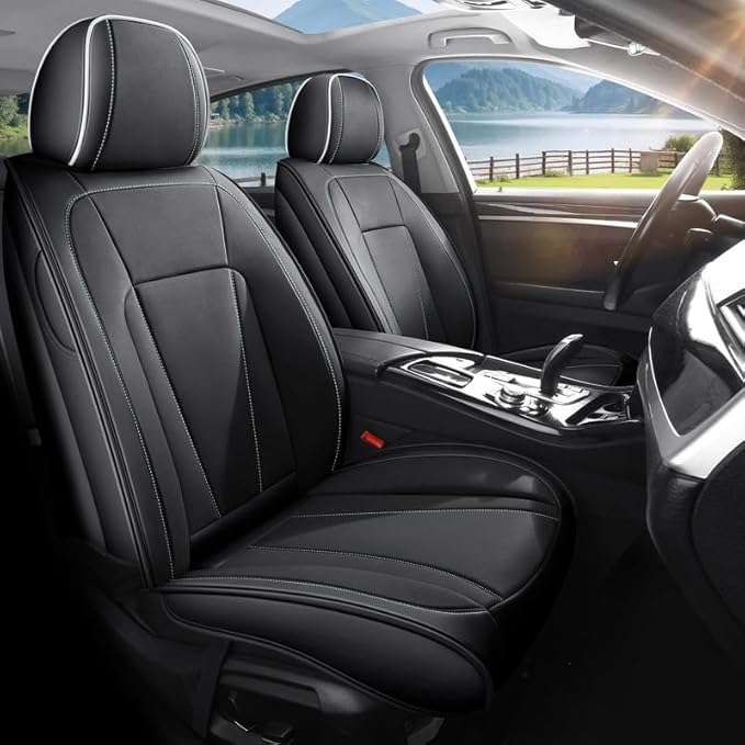 Car Seat Covers Full Set Custom Fit for Honda HR-V 2016-2026 , Black&White | Premium Faux Leather, Waterproof, Anti-Slip, Airbag Compatible, Breathable, Car Seat Protectors, 2 Rows 5 Seats by Unknown