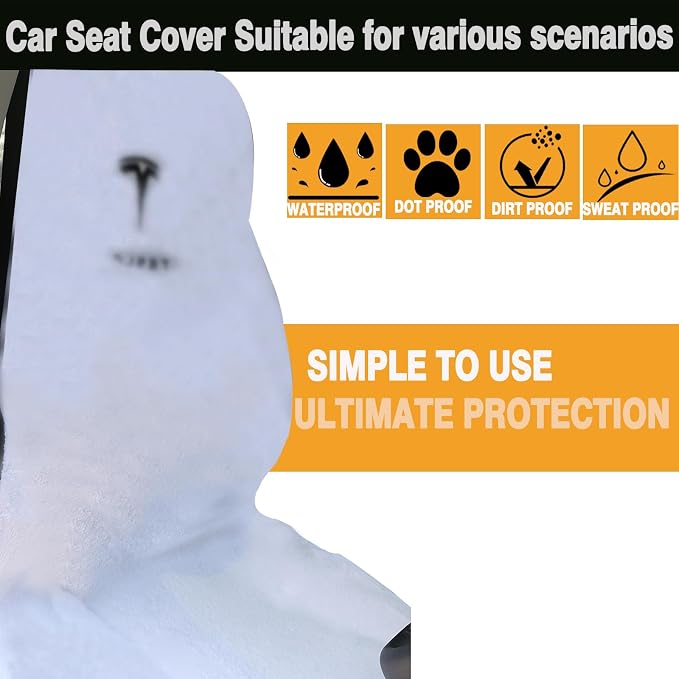 Upgraded Compatible with Tesla Seat Covers for Model 3/Y/X/S - Sweat-Resistant Towel Seat Cover for Kids, Pets and Dog Tesla Seat Protect Accessories - Image 2