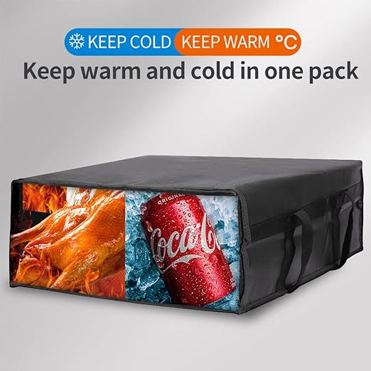 Bodaon Insulated Pizza Delivery Bag, 20" x 20" x 8" Warmer, Black, 1-Pack | Pizza Bags for Delivery Carry Hot, Insulated Food Delivery Bag, Grocery Shopping Bags, Commercial Catering Rideshare, Parties - Image 3