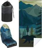 1 Pack Car Seat Towel Cover with Storage Bag, Grizzly Guide Style | 63 x 32 in Car Towel Seat Cover Non Slip Waterproof, Gym Workout Swimming Running, Machine Washable Sweat Absorbent Protector by Hahafelt