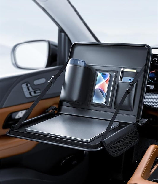 Leather Car Steering Wheel Tray, Car Food Table Tray Multifunctional Laptop Desk, Back Seat Headrest Table for Eating Food Drink and Writing Laptop Work by Unknown